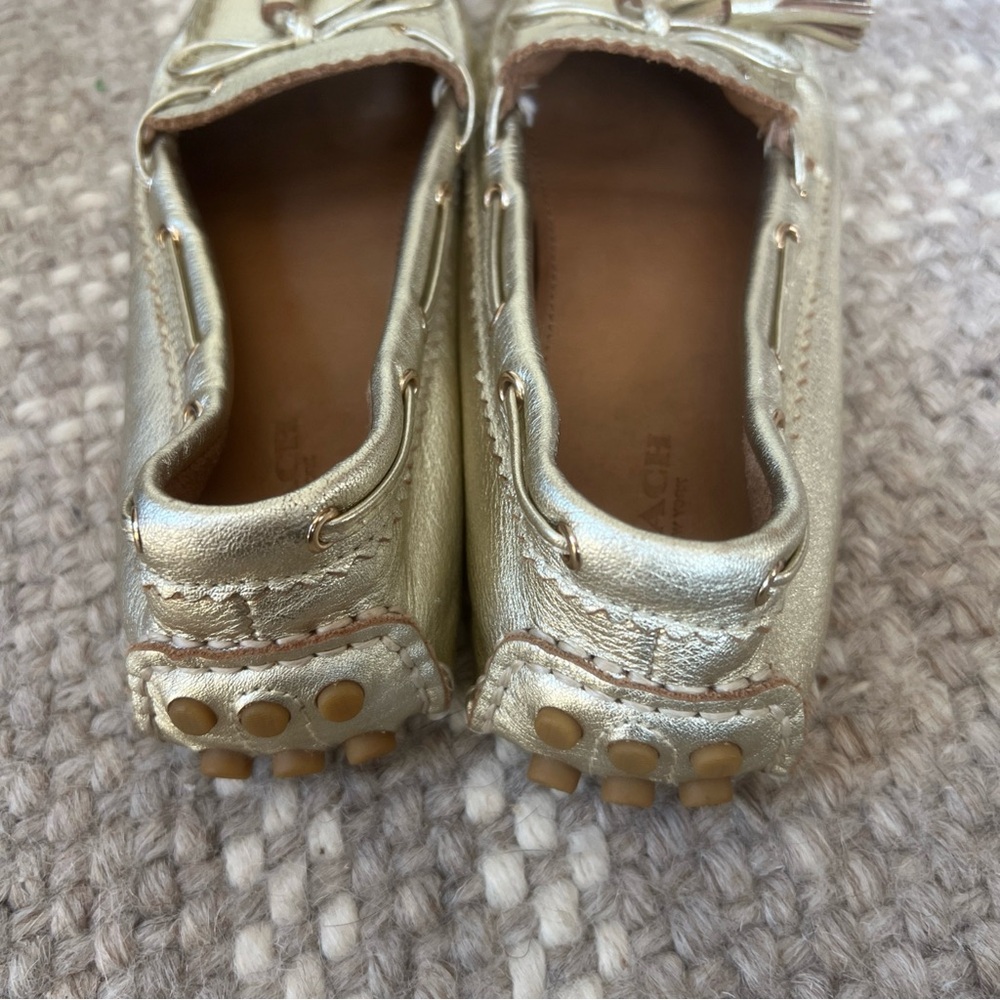 Coach 7 Nadia Gold Driving Loafer Slip On Moccasin Soft Leather Tassel - Picture 5 of 10